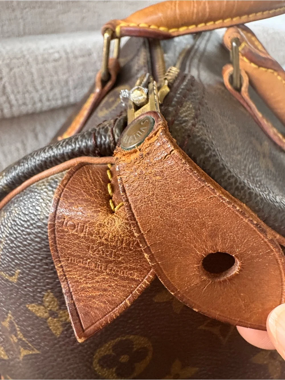 Louis Vuitton Speedy 30 Monogram Canvas Satchel with Vachetta Handles